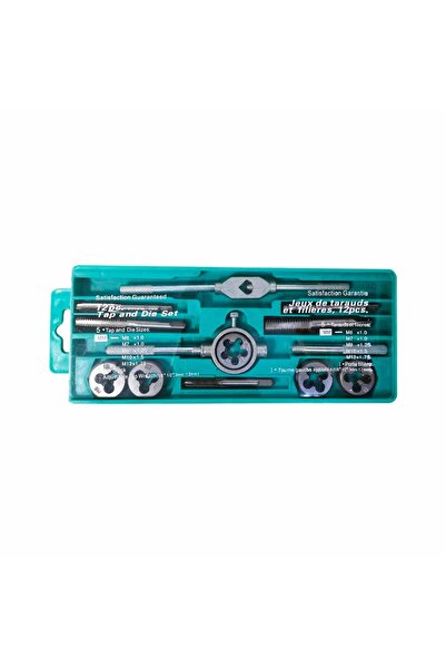 Generic 12PCS Metric Tap and Die Set Thread Repair Kit with Wrench Handle and...