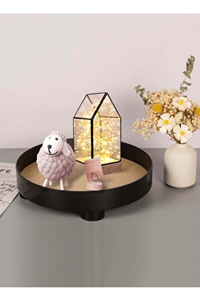 Bukela Black Round Modern Decorative Tray Coffee Table Trays Round Bathroom V...