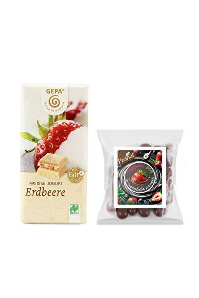Gepa Pachet Delicii Bio – Ciocolată Albă cu Iaurt și Căpșuni + Căpșuni Glazur...