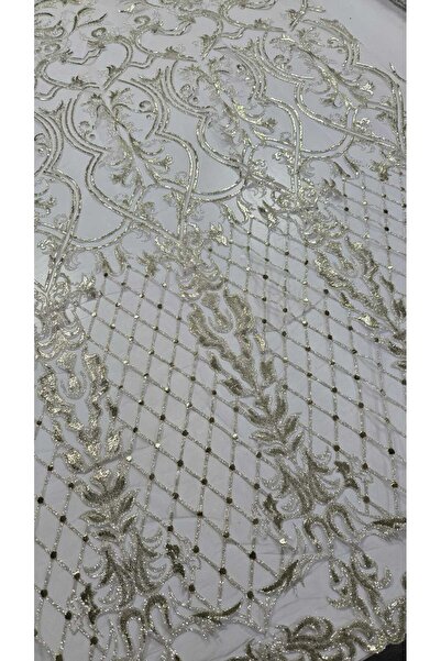 TESATURI OUTLET Tulle premium cu imprimeu baroc din glitter fin si margelute ...