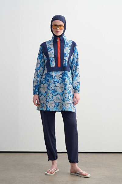 Moodbasic YENİ KADIN MOZAİK DESENLİ TESETTÜR PAREOLU MAYO SW36.318