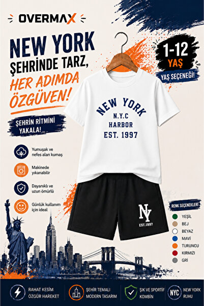 OVERMAX New York Harbor Printed Children's Set – T-Shirt & Shorts 2-Piece Com...