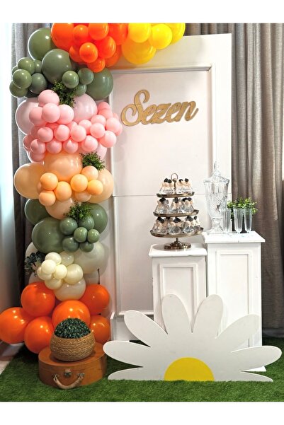 Çemrek Süs Parti Orange Pink Green Salmon Yellow Beige Balloon Chain Set of 100