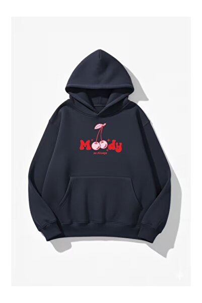 ZİYMO Women's Hooded Printed Relaxed Fit Sweatshirt