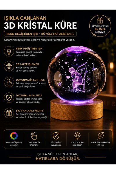Pegboard 3D Designed Little Prince Color Changing Illuminated Glass Globe