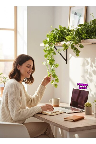 Happyland Yapay Çiçek Yapay Sarmaşık Oval Kalp Model Alacalı 12'li Paket 6 CM Yapraklı 230 Cm HPY26177