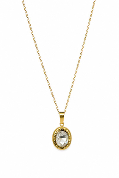 Jack Ferrero Stylish Steel Necklace with Yellow Oval Stone - Ideal for Everyd...
