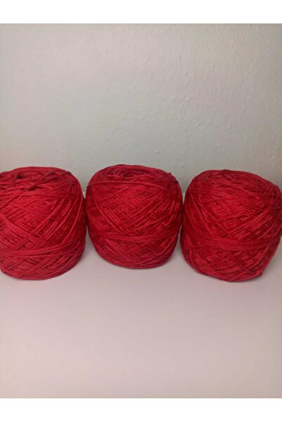 kartopya Kırmızı Renkli Koton Örgü İpi 300gr(3x100 Gr)