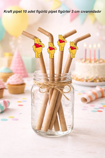 Sinek Kupası Tasarım Winnie the Bear Themed 10-Piece Figured Straws Birthday ...