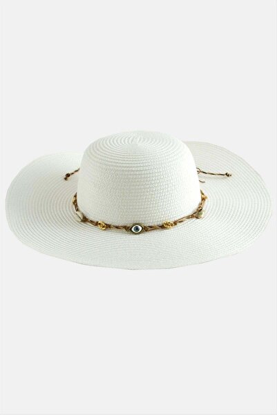 AKSESUARIM Eye Knitted Chain Straw Hat