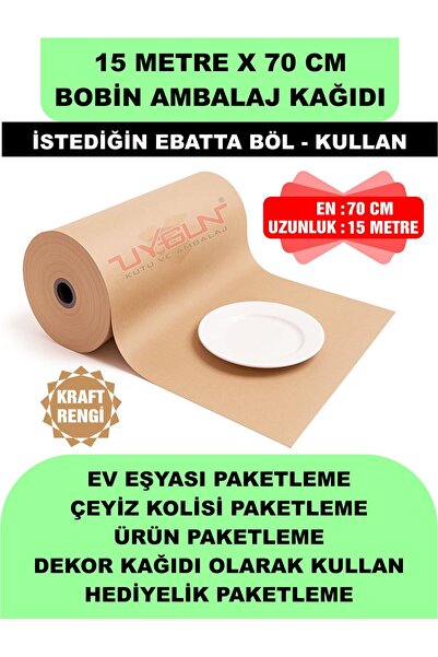 Uygun Kutu ve Ambalaj 70 Cm x 15 Metre Bobin Rulo Kraft Rengi Ambalaj Kağıdı,...