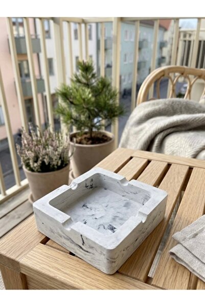 Genel Markalar El Yapımı Mermer Desenli Dekoratif Küllük – Modern Beton Görün...