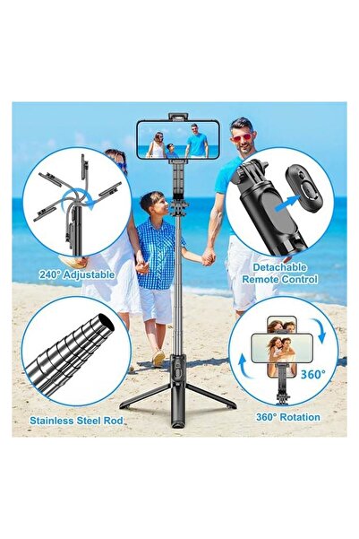 OEM Premium Selfie Stick cu Bluetooth 350-1800mm, pentru telefon, poze si video
