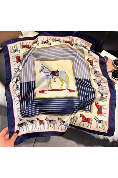 LWP Shop Herme UK Mavi Atlı Eşarp 70 cm