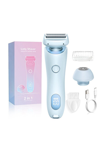 Choice Blue 2 in 1 Women Electric Shaver Dual Head Bikini Trimmer Painless Bo...