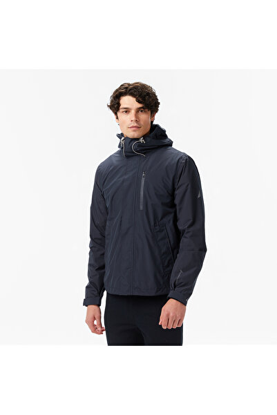 Nautica Erkek Siyah Regular Fit Kapüşonlu Su Geçirmez Mont