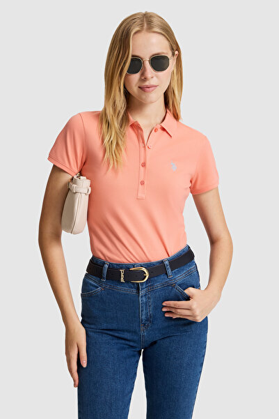 U.S. Polo Assn. تي شيرت نسائي أساسي بياقة بولو من سالمون 50321818-VR204
