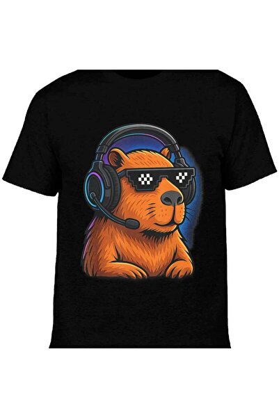 2mcup تي شيرت Gamer Pattern Video Game Headset Pixelated Capybara T-Shirt تي ...