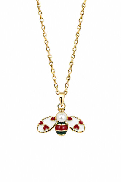 Jack Ferrero Yellow Tone Necklace with Bee Figure and Pearl Detail - Stylish ...
