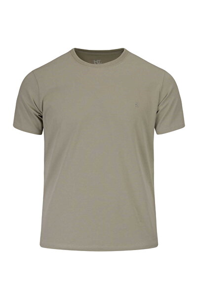 Hatemoğlu Βαμβακερό μπλουζάκι Khaki Regular Fit Crew Neck