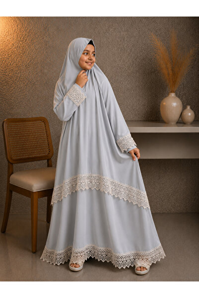 Defkay Summer Sweat-Resistant Fabric Girls' Easy-Wear Prayer Dress with Skirt