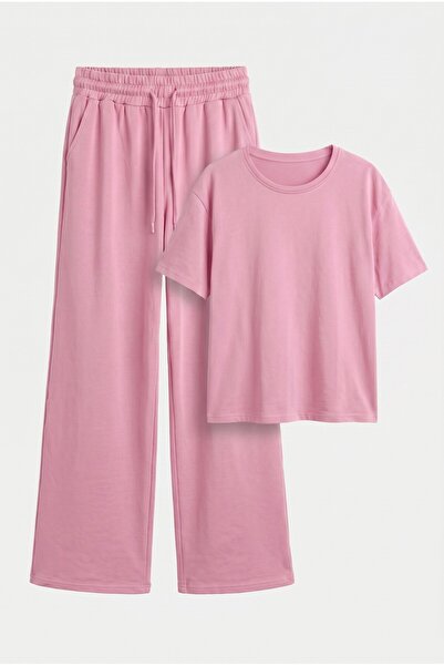 NOTHING Tricou tricotat elastic cu croială relaxată și pantaloni de trening c...