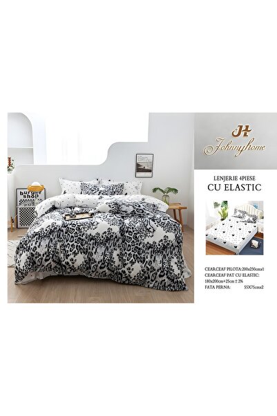 naniland.ro Lenjerie de Pat Bumbac Satinat 2 Persoane 4 Piese cu Elastic 180x...
