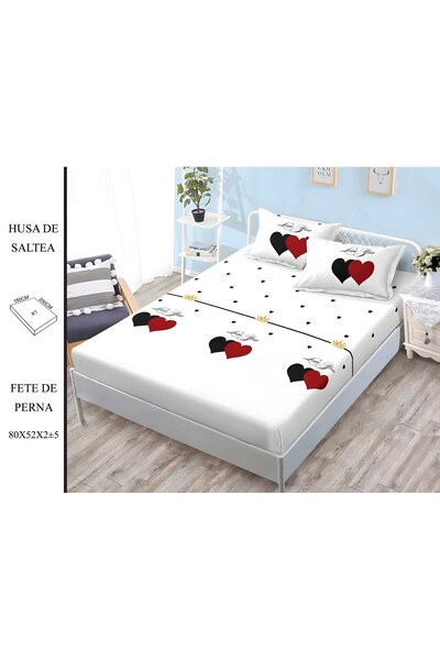 naniland.ro Husă de Pat Finet 2 Persoane 3 Piese cu Elastic 180x200 cm, Model...