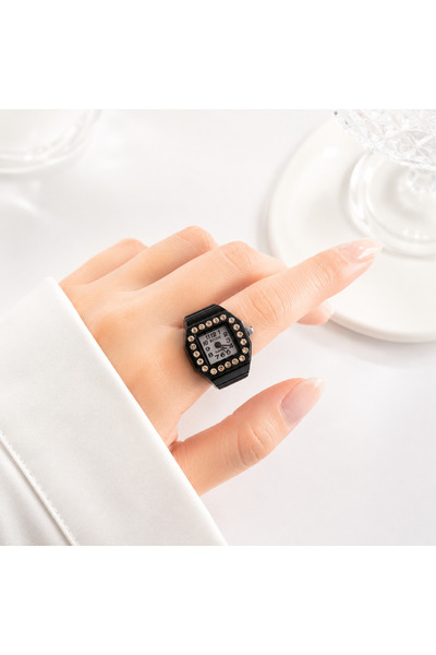 Alvora Colorful Mini Finger Watch Stylish Crystal Stone Quartz Ring Watch
