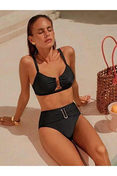SERENDA BOUTİQUE High Waist U-Cut Bikini Set with Accessory Detail