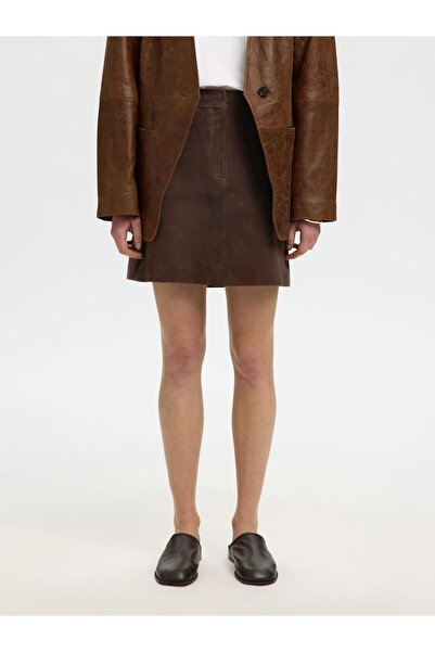 SELECTED Minirock Wildleder