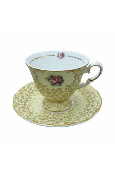 Mayflower Porcelain Cup & Saucer Set Yellow – 6 Pcs | 200 ml