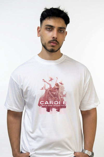 Anetos Cardi B_39 Design Printed Oversize White T-Shirt