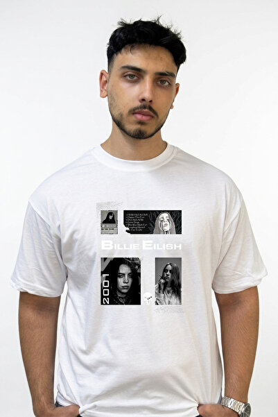Anetos Billie Eilish_128 Design Printed Oversize White T-Shirt