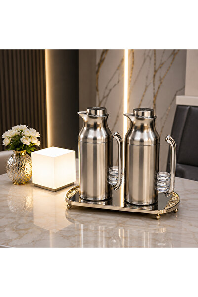 laverahome طقم ترامس فاخر ستانلس ستيل – سعة 1+1 لتر |