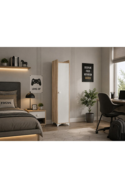 Moonra Home Tek Kapaklı Ergonomik Gardrop Genç Odası Dolabı