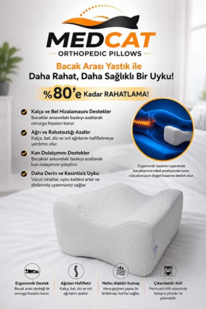 MedCat Ortopedik Bacak Arası Yastık Uyku Için Diz Bacak Yastığı Bacak Destek Minderi