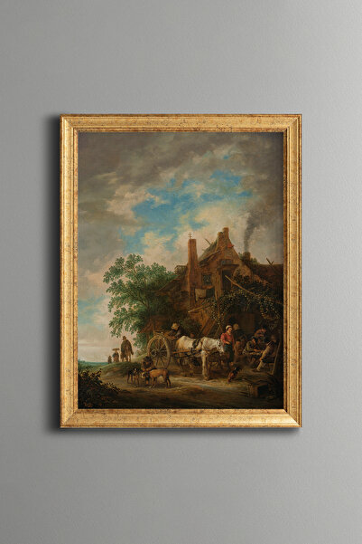 epiqart Farmhouse with Horses and Carriage - Vintage Patterned Painting - Fin...
