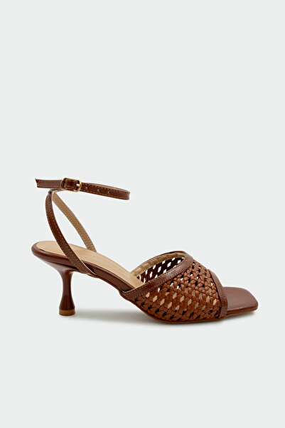LAMİNTA Taty Knitted Detailed Women's Tan Heeled Shoes