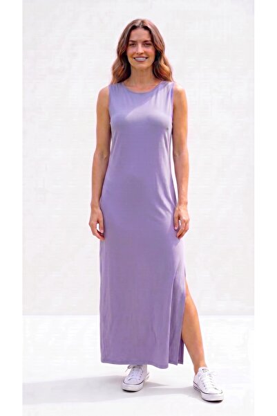 LYVEAN Crew Neck Sleeveless Slit Supreem Dress