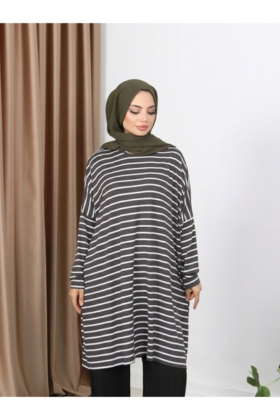 NİSUM MODA Striped Combed Tunic