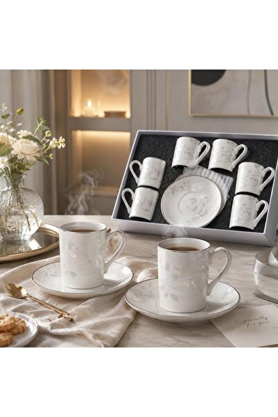 laverahome Luxury Porcelain Coffee Cup Set of 6 with 6 Saucers |