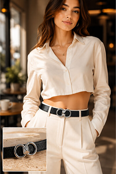 Jack Ferrero Women's leather belt with buckle - elegant design