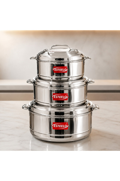 laverahome Indian Steel Food Containers 3Pcs 3000 / 2000 / 1000 |