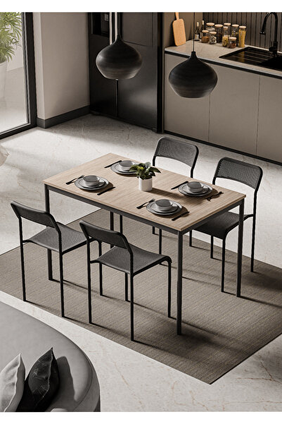 Kitchen Table Set Dining Table Set Chair Cafe Balcony Garden Table Chair Set (Moon Black Oak)