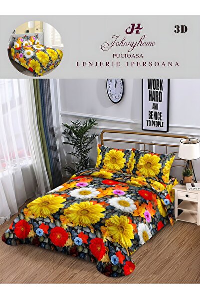 naniland.ro Lenjerie de Pat 3D 1 Persoană 4 Piese Fără Elastic 155x200 cm
