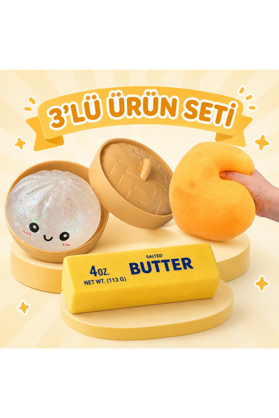 bs bellss accessory Butter Cheese Çin Mantısı Squishy 3Lü Set