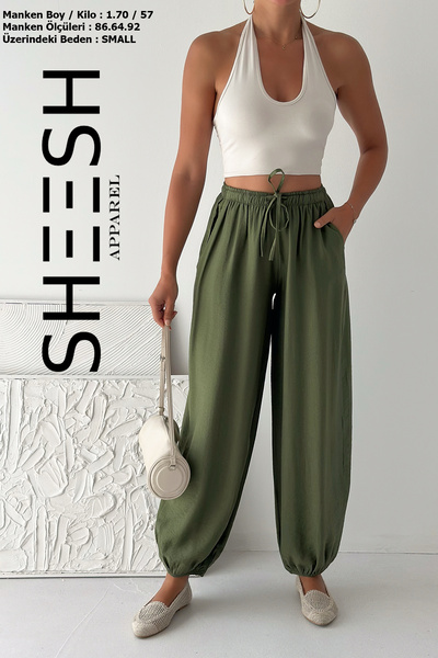 SHEESH APPAREL Flowy Viscose Linen Blend Shalwar Pantalon