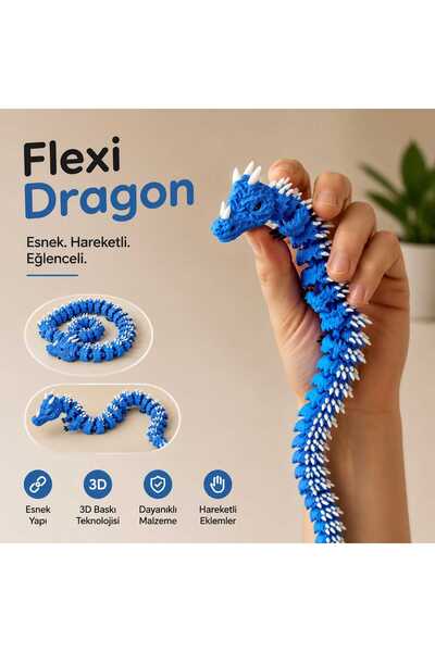 Luvena Flexi Dragon Hareketli Ejderha Oyuncak Esnek Eklemli Dragon Figür Masa...
