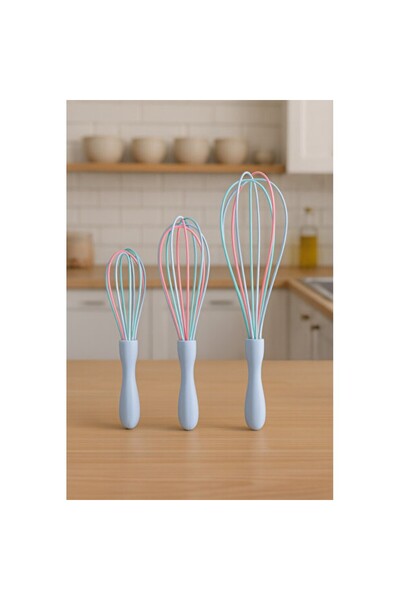 Empressco 3-Piece Silicone Whisk Set, Pastel Colors, Mini and Large Sizes